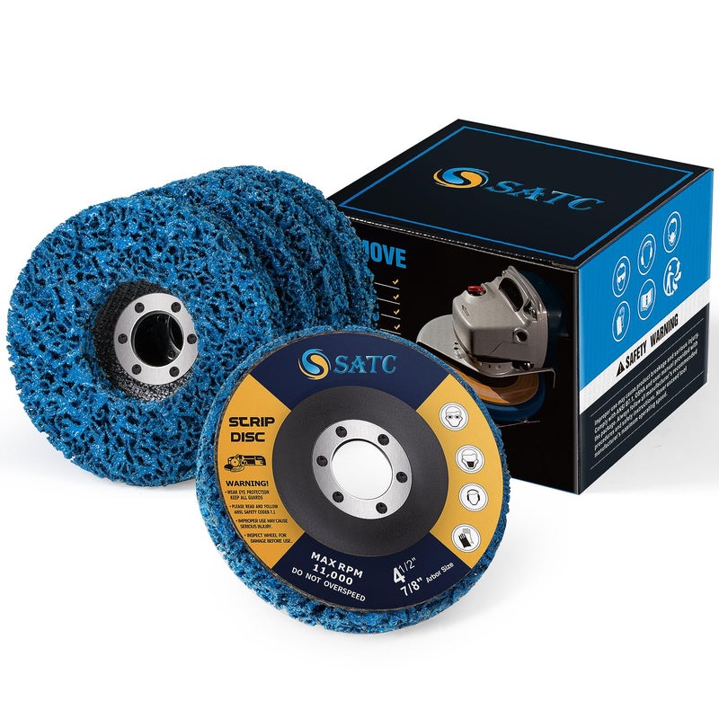 S SATC Stripping Discs 4-1/2" x 7/8" Rust Remover Wheel Remove Paint 5PCS Bule Strip Discs Oxidation Poly Strip Wheel Disc Abrasive Angle Grinding Wheel - Image 1